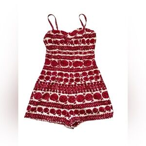 (RARE & VINTAGE) 1950’s Rose Marie Reid Elegant Red and White Floral Playsuit